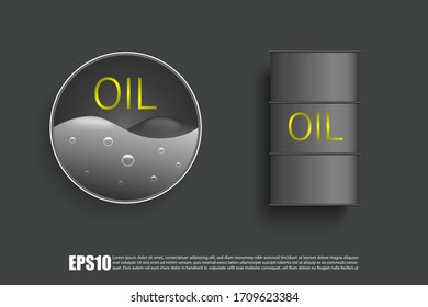 Oil Logo concept and oil barrel in dark background