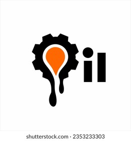 Diseño del logotipo de aceite con marcha y caída de aceite.