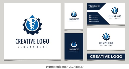 simulación y ajuste de la plantilla de diseño del logotipo de aceite con diseño de tarjeta de negocios