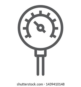 Oil manometer line icon, control and meter, pressure gage sign, vector graphics, a linear pattern on a white background, eps 10.