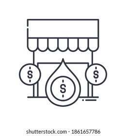 Oil market icon, linear isolated illustration, thin line vector, web design sign, outline concept symbol with editable stroke on white background.