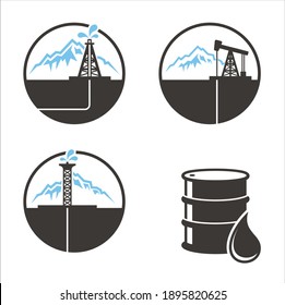 colecciones de iconos de minería de petróleo, arte vectorial.