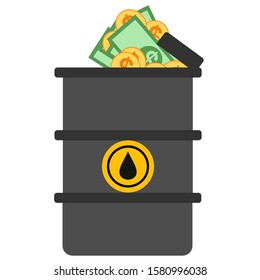 Oil, money cash and gold vector illustration, concept economy, stock market financial data. EPS 10.  
Flat vector illustration  Isolated on white background