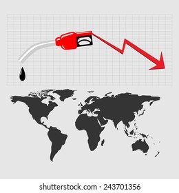 Oil nozzle with red arrow vector illustration