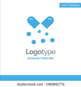 Oil, Nutrients Capsules, Omega, Omega Capsules, Omega Pills Blue Solid Logo Template. Place for Tagline