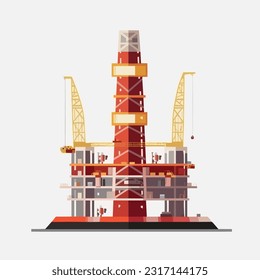 Vector de plataforma oceánica de petróleo aislado en blanco
