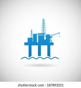 Oil Offshore Platform Colloquially Rig Symbol Icon Design Template on Grey Background Vector Illustration