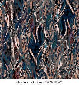 oil paint effect leopard and zebra pattern mix print textile