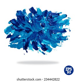 Oil painted background in blue colors, design element. Can be used for cards, invitations, greetings, scrapbooking