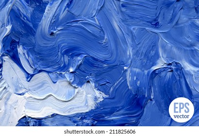 Oil painted background. Vector illustration. Abstract backdrop. Blue water waves