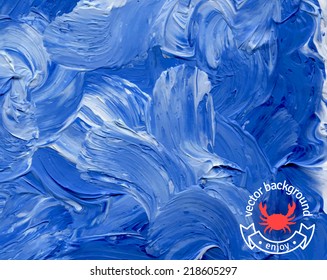 Oil Painted Background. Vector Illustration. Abstract Backdrop. Can Be Used For Sea Food Menu Cover. Marine Label With Ribbon.