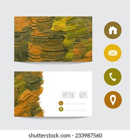 Oil painted business card template, design element. Can be used also for greeting cards, banners, invitations. Vectorized background