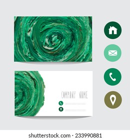 Oil painted business card template, design element. Can be used also for greeting cards, banners, invitations. Vectorized background