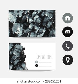 Oil painted business card template, design element. Can be used also for greeting cards, banners, invitations. Vectorized painting
