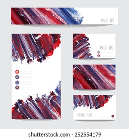 Oil painted business card templates, design elements. Can be used also for greeting cards, banners, invitations. Vectorized background
