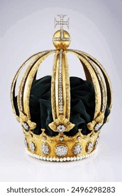 Oil painted picture drawing. Crown of Don Pedro II, Brazilian Empire. Modern painting. Artwork on canvas.