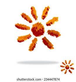 Oil painted sun, design element. Can be used for cards, invitations, greetings, scrapbooking