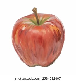 Oil Painting of a Fresh Red Apple, Ideal for Still Life, Classic Art, and Food Illustrations A rich oil painting of a red apple, emphasizing its natural shine and timeless presence in stilllife art