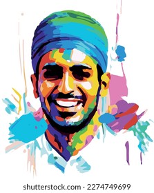 Oil Painting Happy Arabic Man 