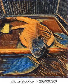 Oil Painting illustration with iguana, beautiful reptile. Pet, lizard, reptile.very cool