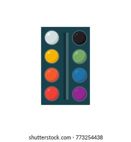 Oil painting palette. Isolated vector design on white background. Flat and cartoon style