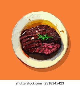 oil painting realistic vector of steak