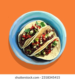 oil painting realistic vector of tacos
