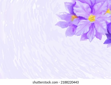 Oil painting style vector illustration showing purple flowers and empty space for inserting text.