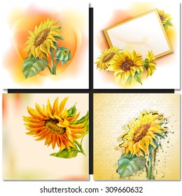 Oil painting Sunflowers Greeting Card.