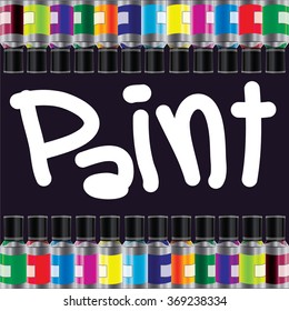 oil paints tubes Isolated on Background. Vector objects.