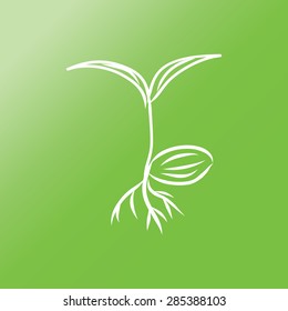 oil palm sprout flat icon with long shadow.