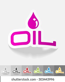 OIL paper sticker with shadow. Vector illustration