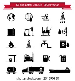 Oil and petrol icon set
