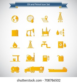 Oil and petrol icon set