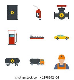 Oil petrol icon set. Flat set of 9 oil petrol vector icons for web design