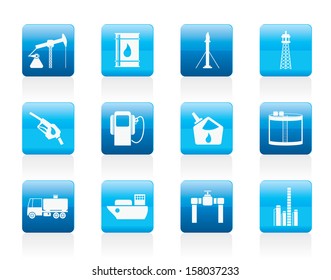 Oil and petrol industry icons - vector icon set