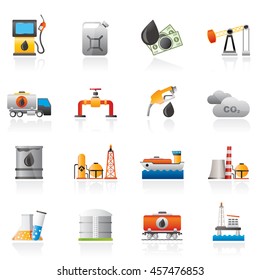 Oil and petrol industry icons - vector icon set