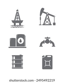 Oil and petrol industry objects icons stock illustration