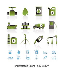 oil and petrol industry objects icons - vector icon set