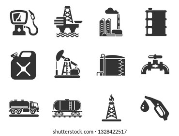 Oil and petrol industry objects simply symbols for web and user interface