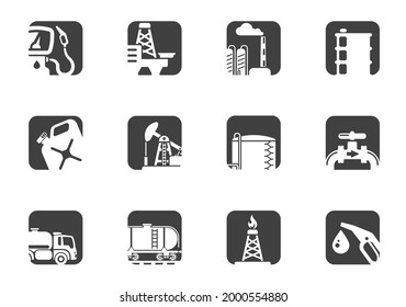 Oil and petrol industry objects simply symbols for web and user interface
