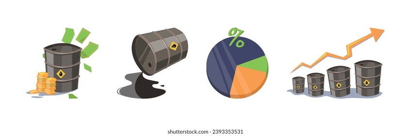 Oil Petroleum Industry as Extraction and Refining of Fuel Vector Set