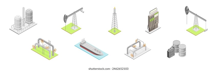 Industria petrolera con conjunto de Vector de extracción de combustible