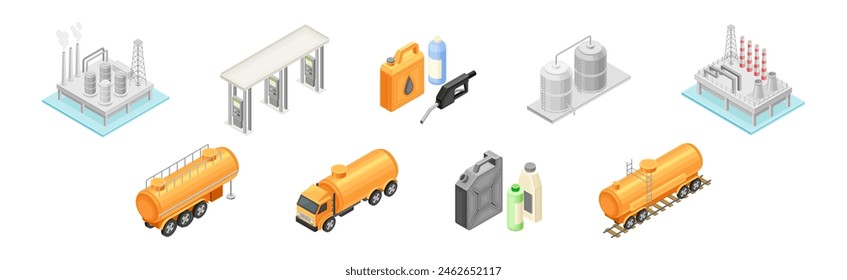 Industria petrolera con conjunto de Vector de extracción de combustible