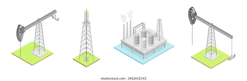 Industria petrolera con conjunto de Vector de extracción de combustible