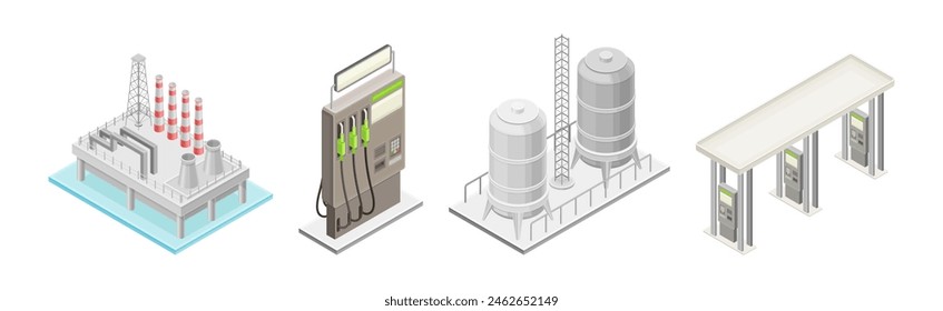 Industria petrolera con conjunto de Vector de extracción de combustible