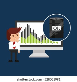 oil and petroleum industry worried businessman price falls vector illustration eps 10