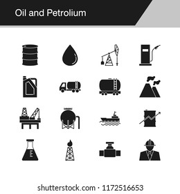 Oil and Petrolium icons. Design for presentation, graphic design, mobile application, web design, infographics. Vector illustration.