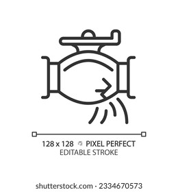 Oil pipe leakage linear icon. Leak detection. Pipeline transport. Oil pollution. Environmental impact. Thin line illustration. Contour symbol. Vector outline drawing. Editable stroke