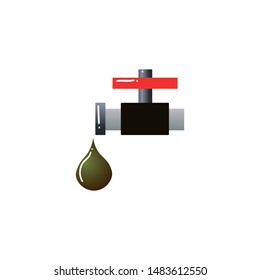 Oil pipe pollution.Raster illustration in the flat cartoon style.